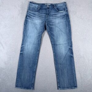 BKE Buckle Jeans Mens 38R 38x31 Nolan Straight Leg Denim Western Blue Whiskering